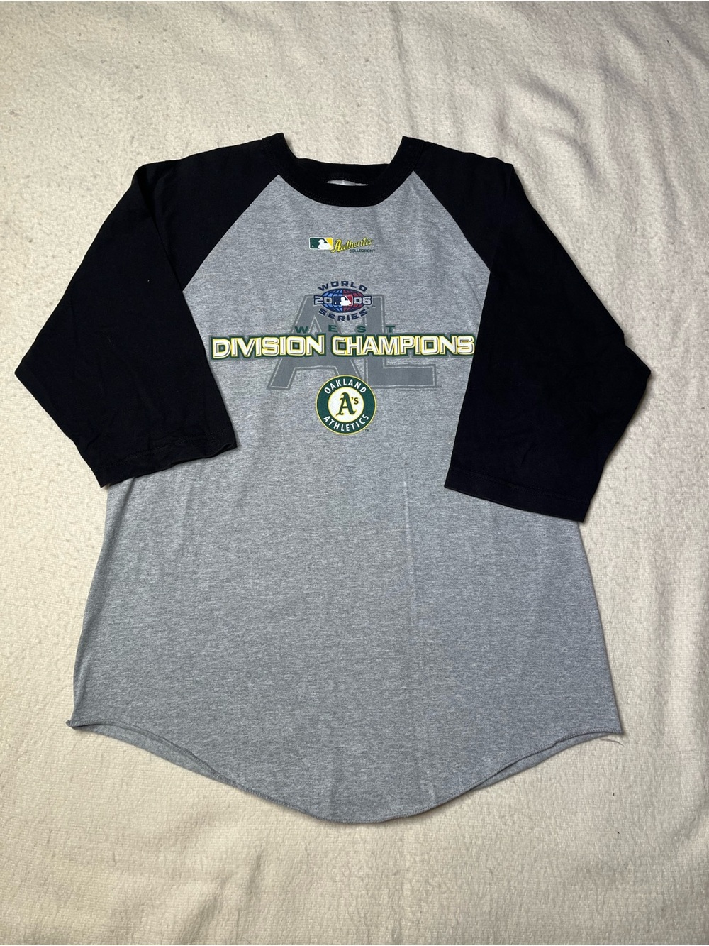 Vintage 2006 MLB Oakland Athletics Division Champions 3/4 LS T Shirt Mens L Y2K